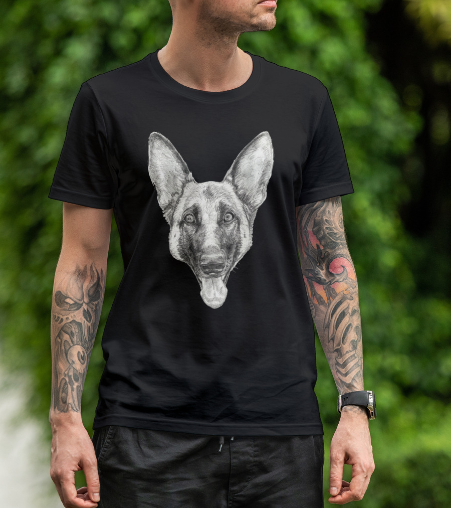 Cleo The German Shepherd Sketch Art Drawing T-Shirt