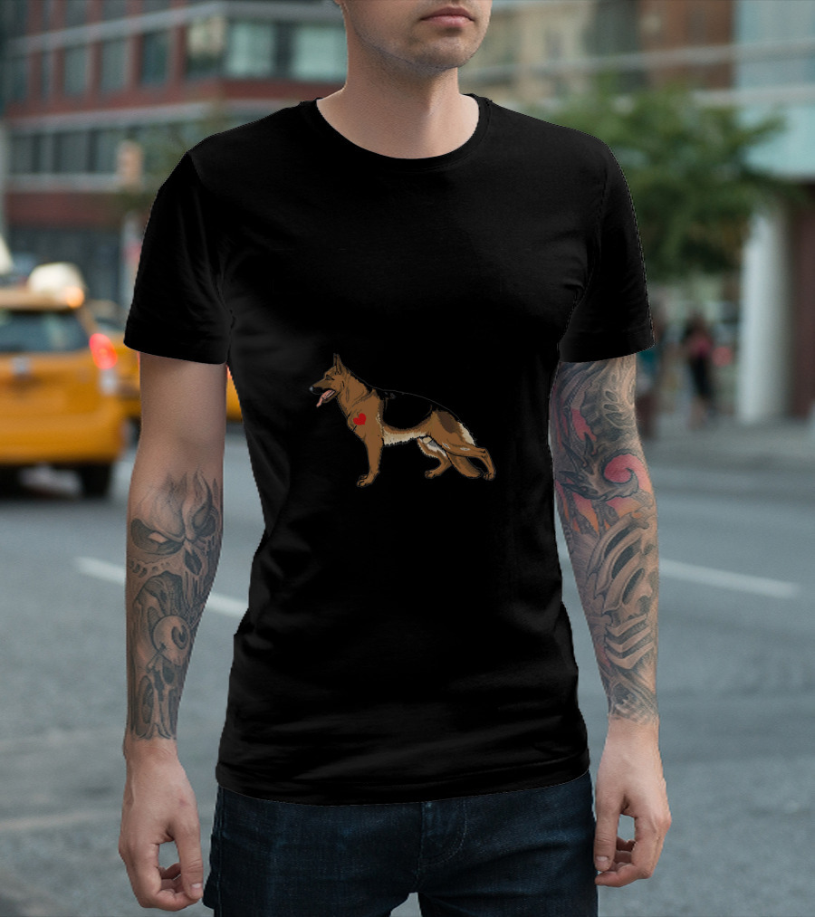 The Anatomy Of A German Shepherd: Clever Mind, Soulful Eyes, Snack Detector, Generous Kisser, Golden Heart, Scratch Here, Wiggle Butt, Happy Tail, Booster Back Paws T-Shirt