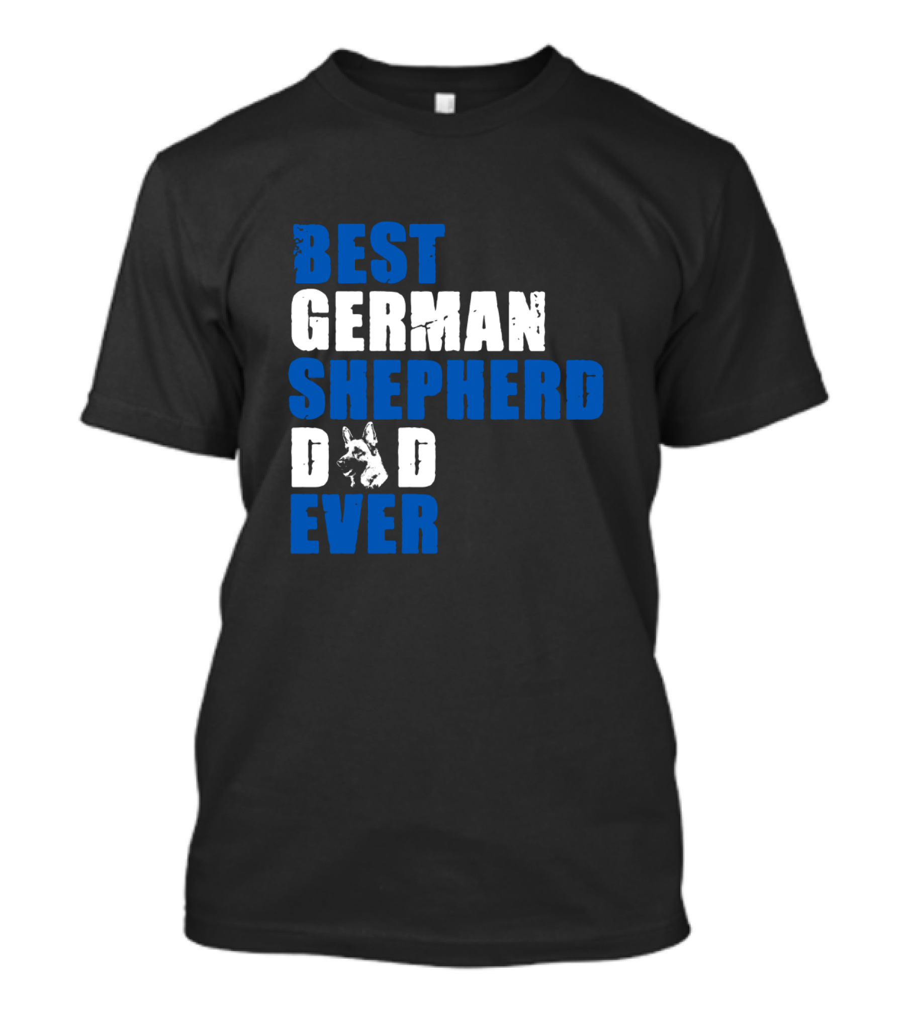 Best German Shepherd Dad Ever Dog Silhouette In Blue T-Shirt