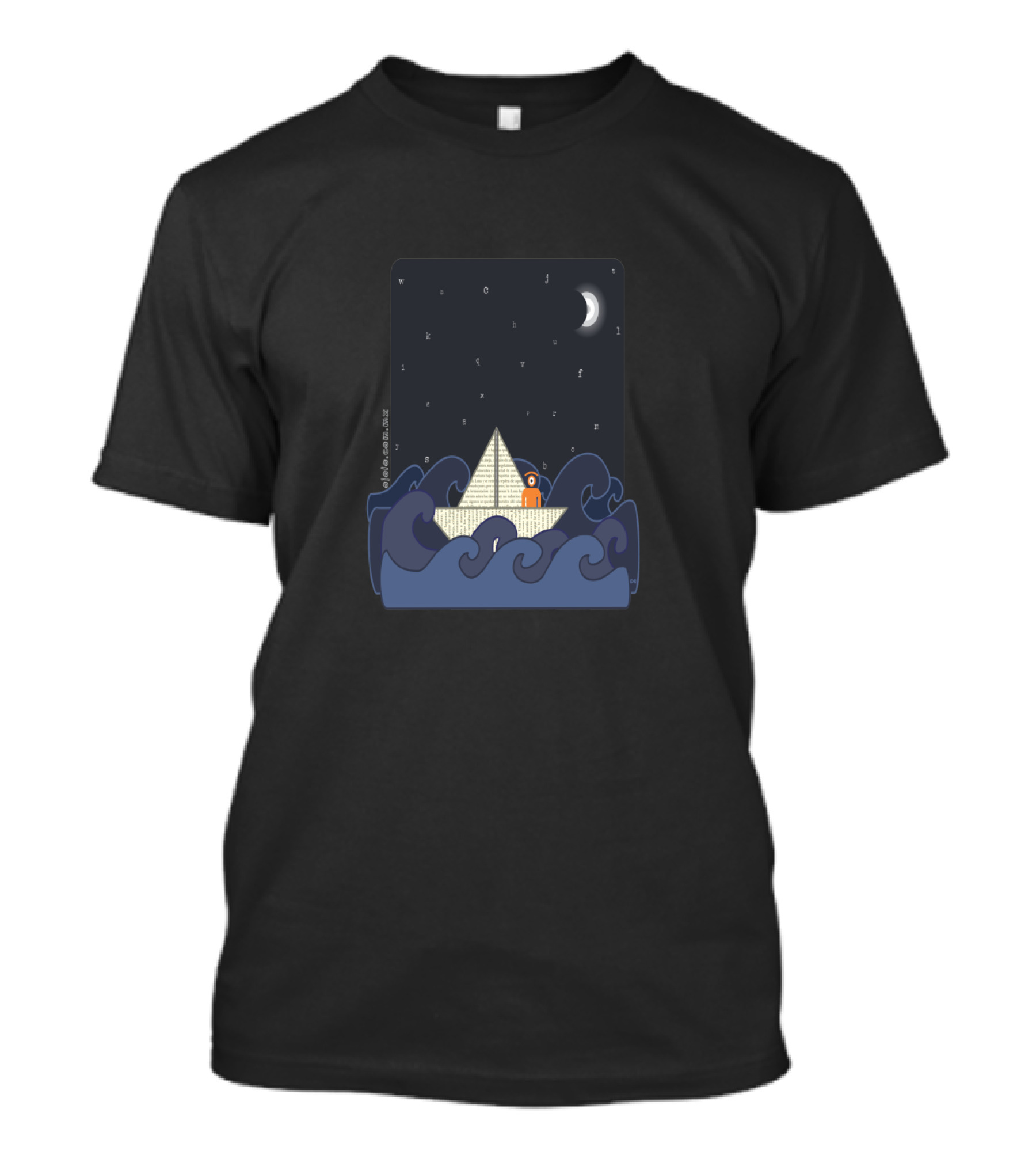 Sailing In A Letters Sea With Paper Boat Under Starry Night Sky T-Shirt