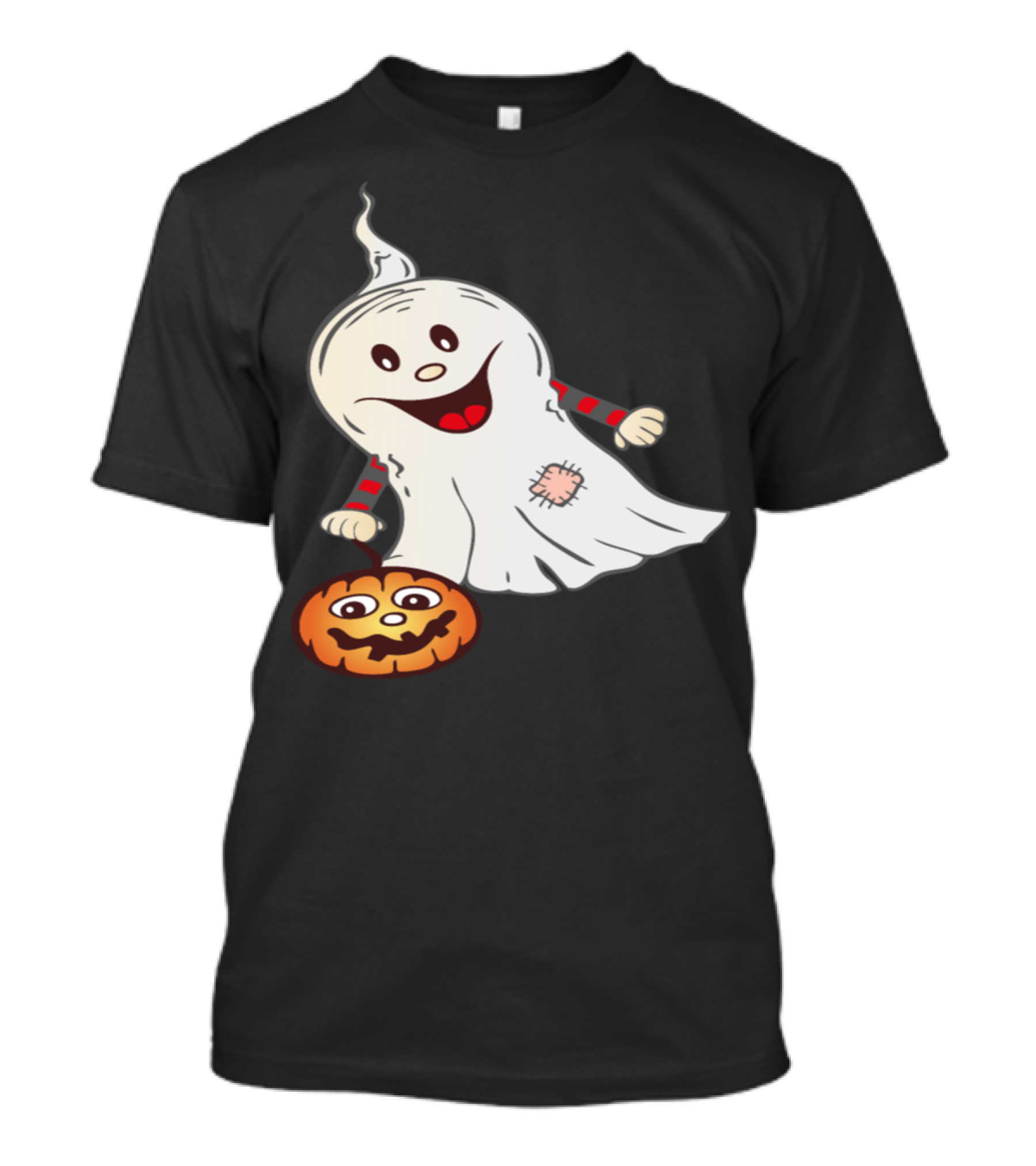 Cheerful Halloween Ghost With Smiling Pumpkin T-Shirt
