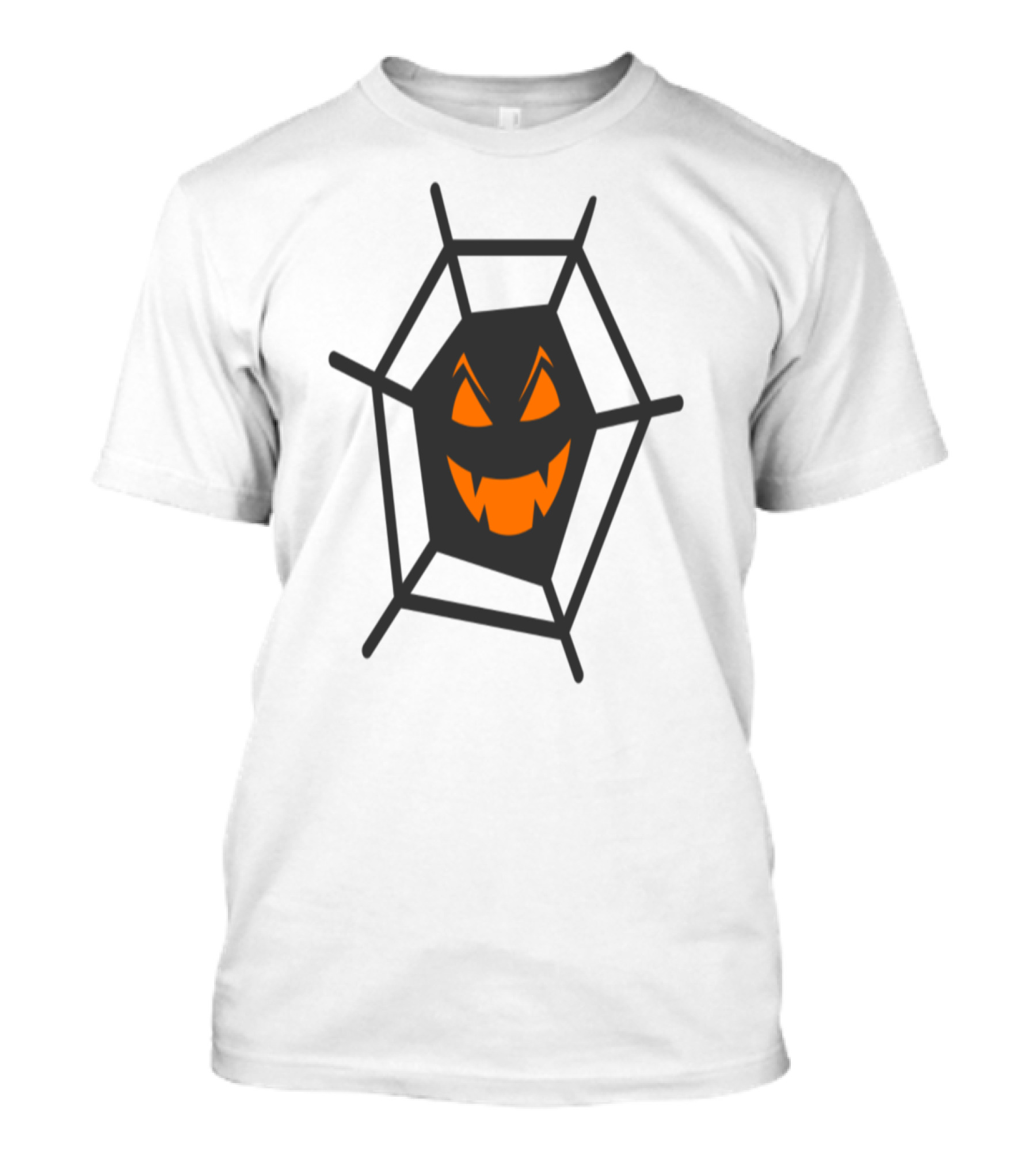 Jack-O'-Lantern Face Inside Spider Web Halloween T-Shirt