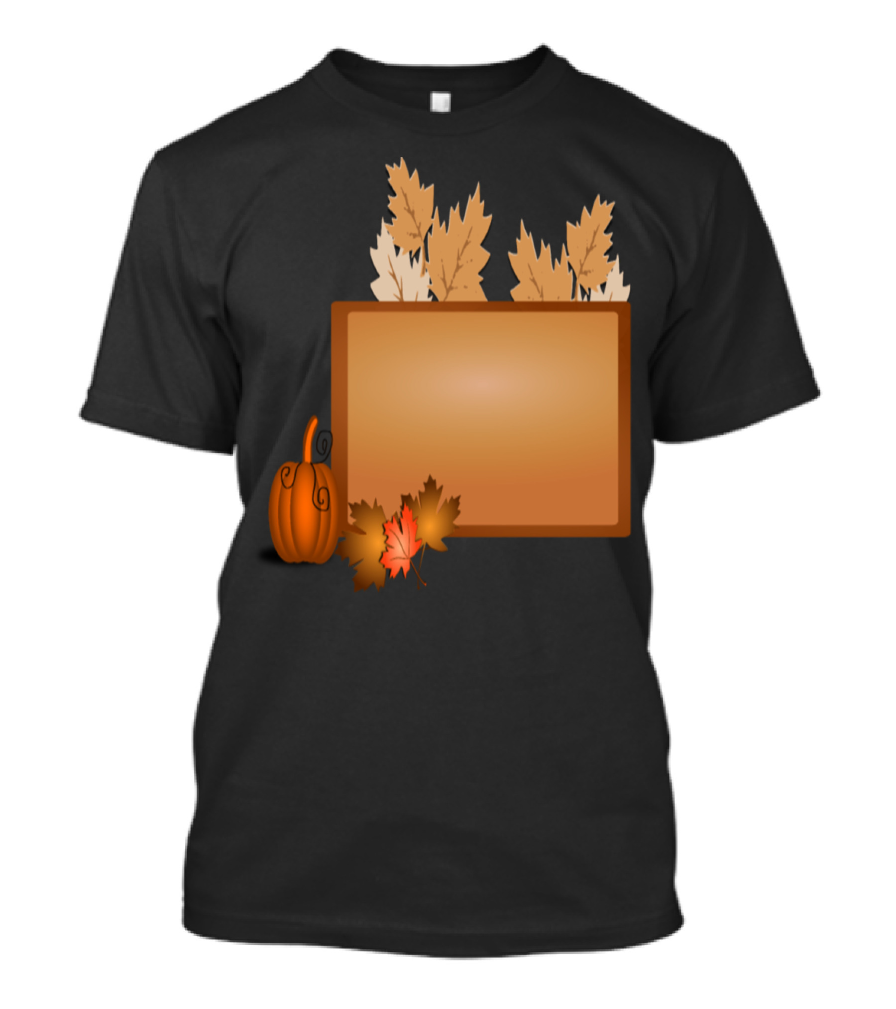 Halloween Pumpkin With Autumn Leaves And Banner T-Shirt