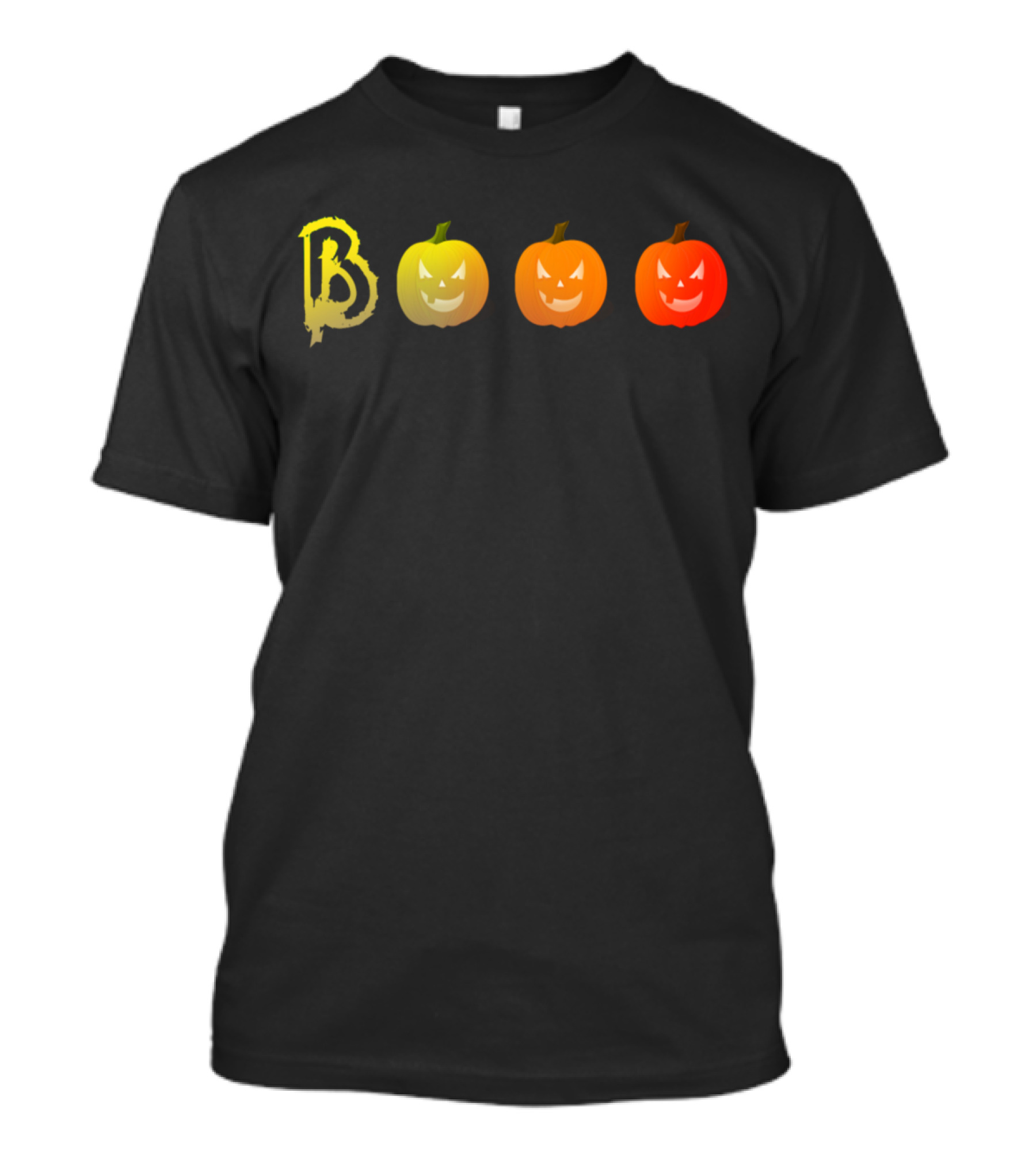 BOOO With Yellow To Red Gradient Pumpkins Halloween T-Shirt