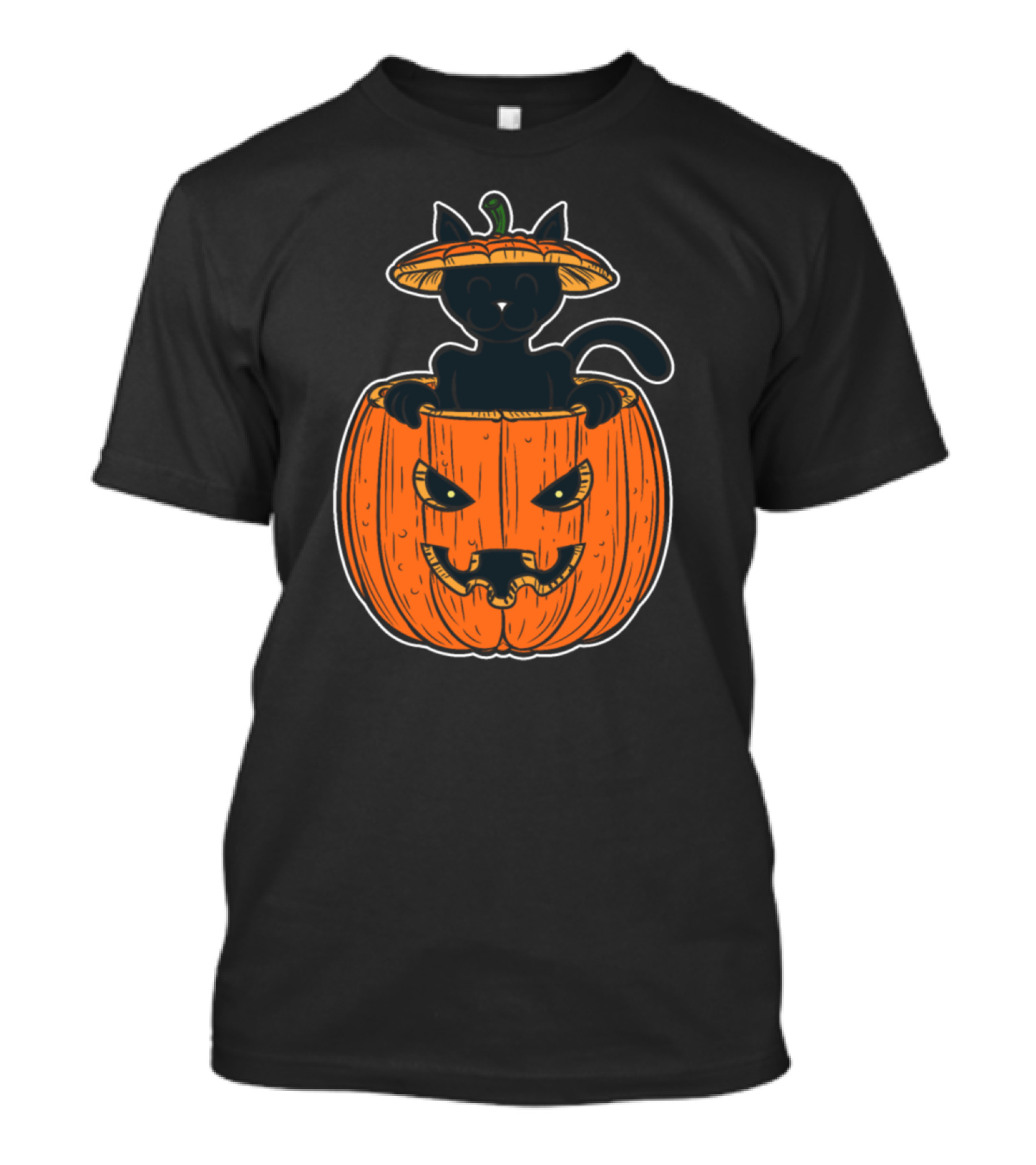 Black Cat Popping Out Of Jack-O'-Lantern T-Shirt