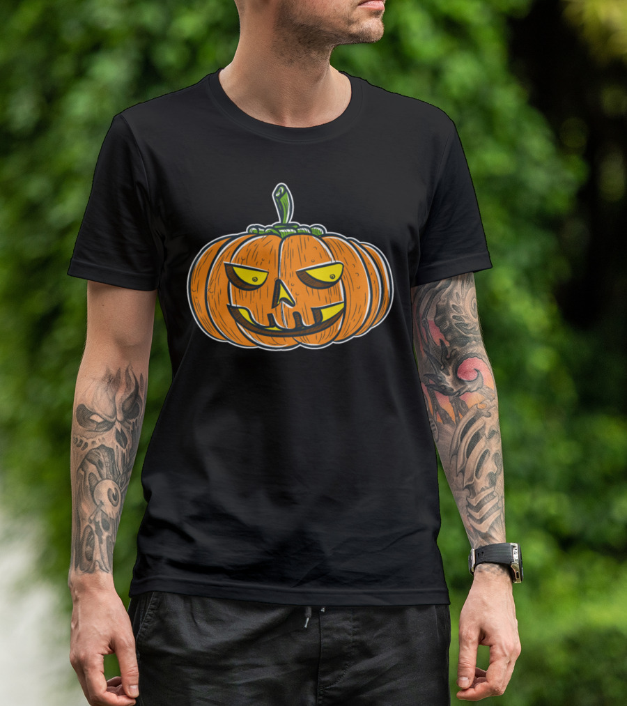 Evil Grin Nasty Laugh Pumpkin Face Halloween T-Shirt