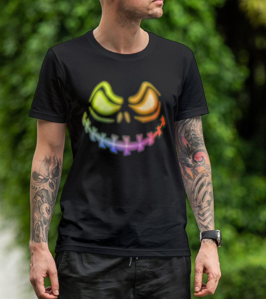 Halloween Pumpkin Face Vibrant Neon Colors T-Shirt