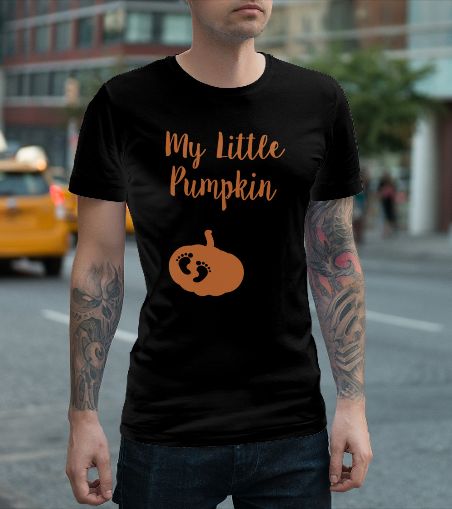 My Little Pumpkin with Baby Feet Pregnancy Announcement T-Shirt