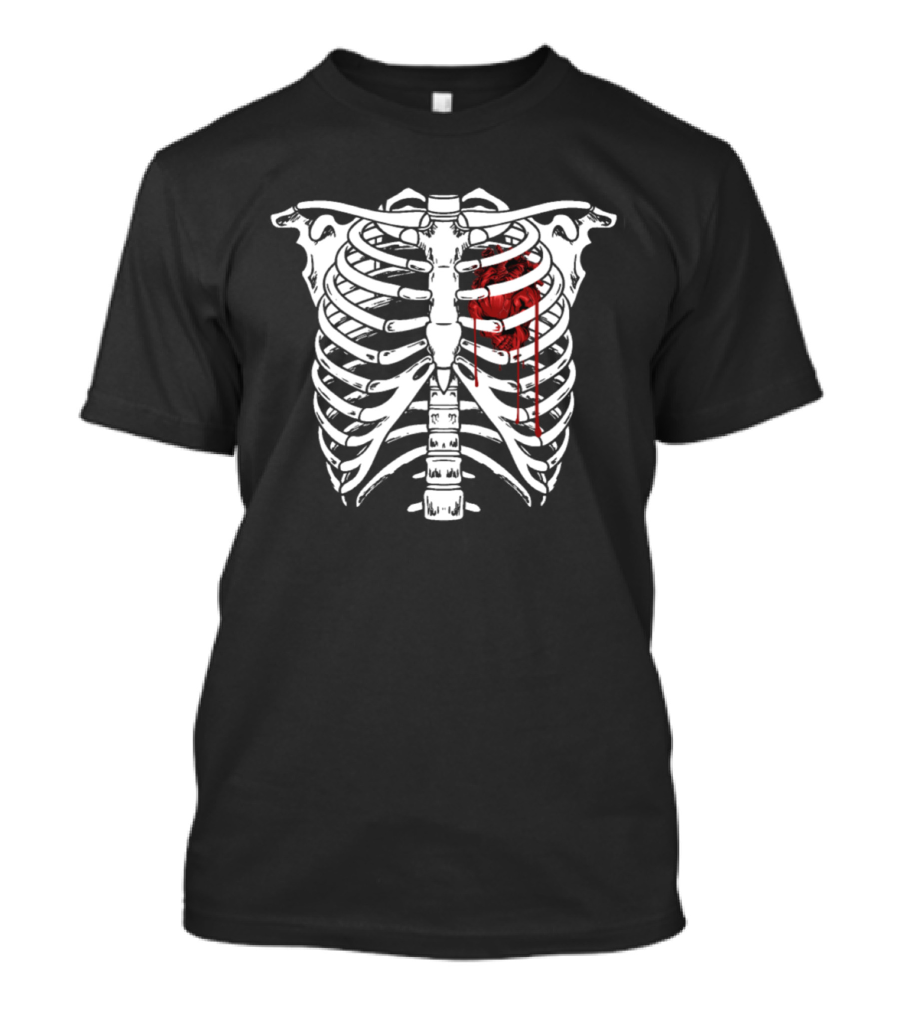Skeleton Ribcage With Dripping Broken Heart T-Shirt