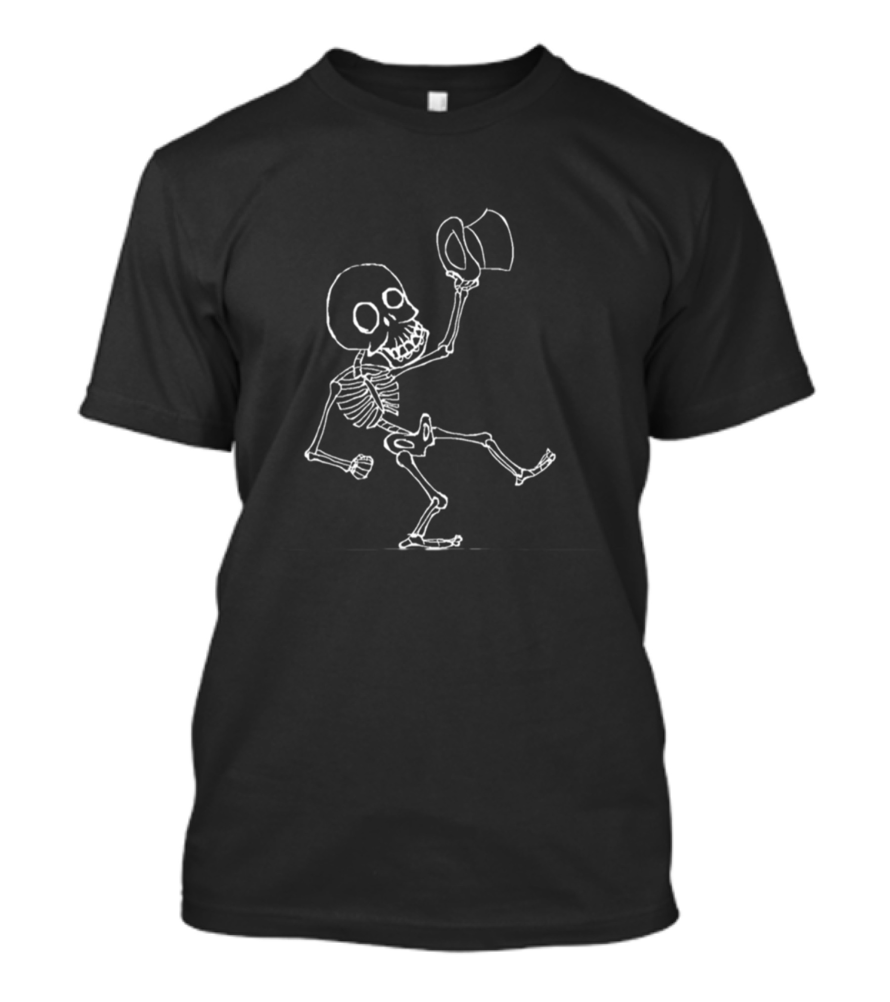 Tophat Skeleton Dance With White Outline T-Shirt