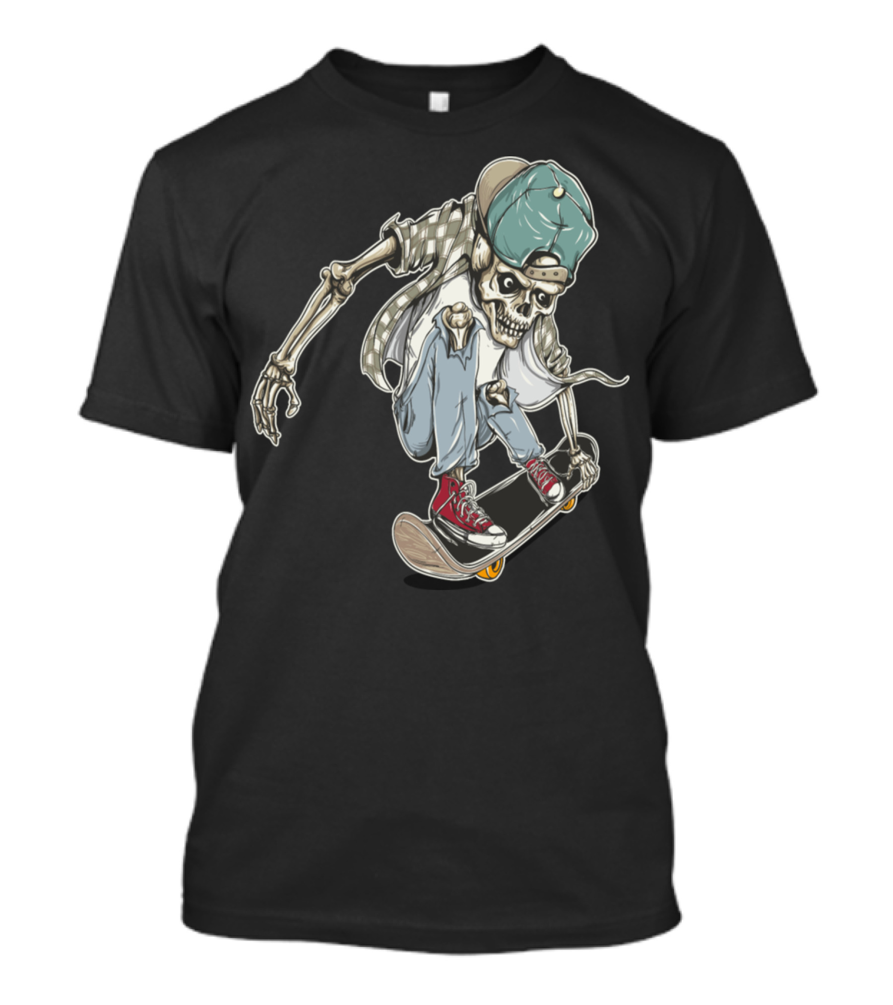 Skeleton Skater In Cap And Sneakers On Skateboard T-Shirt