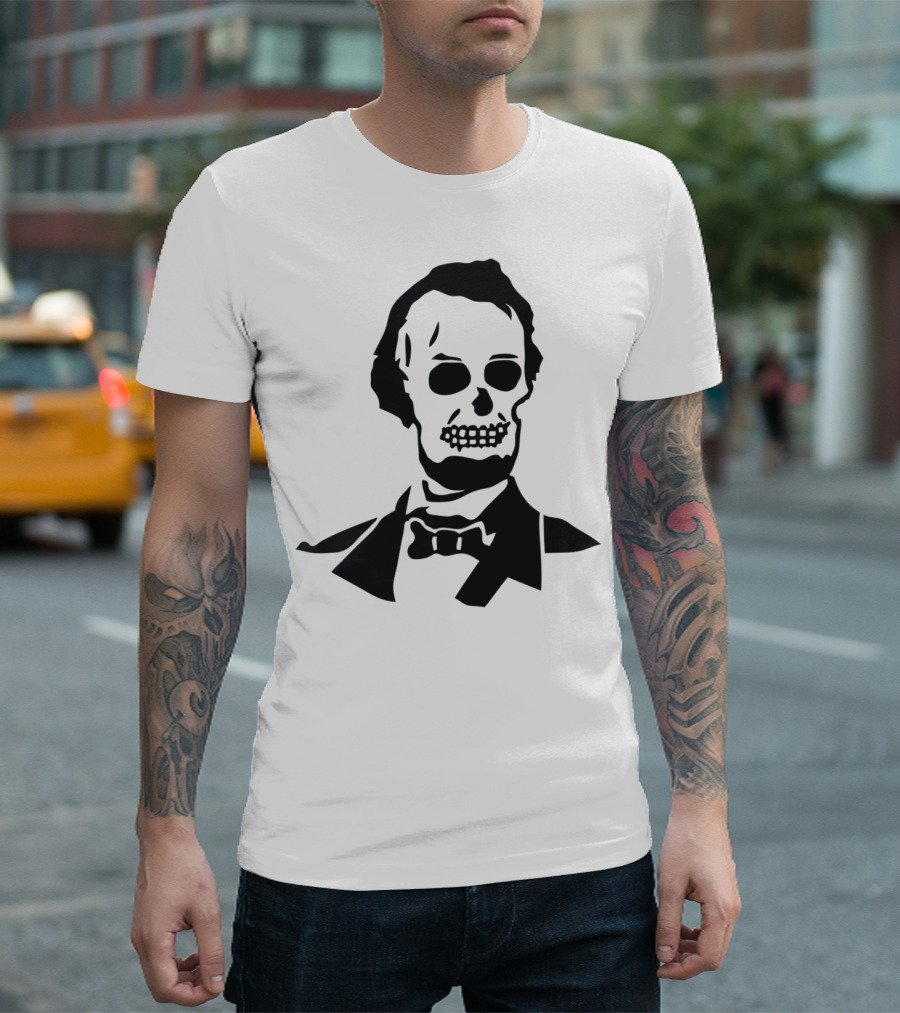 Abe Skeleton Silhouette with Suit and Bowtie T-Shirt