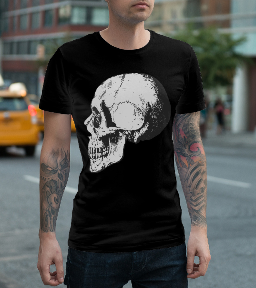 Skeleton Skull Profile Drawing Detailed Cranium T-Shirt