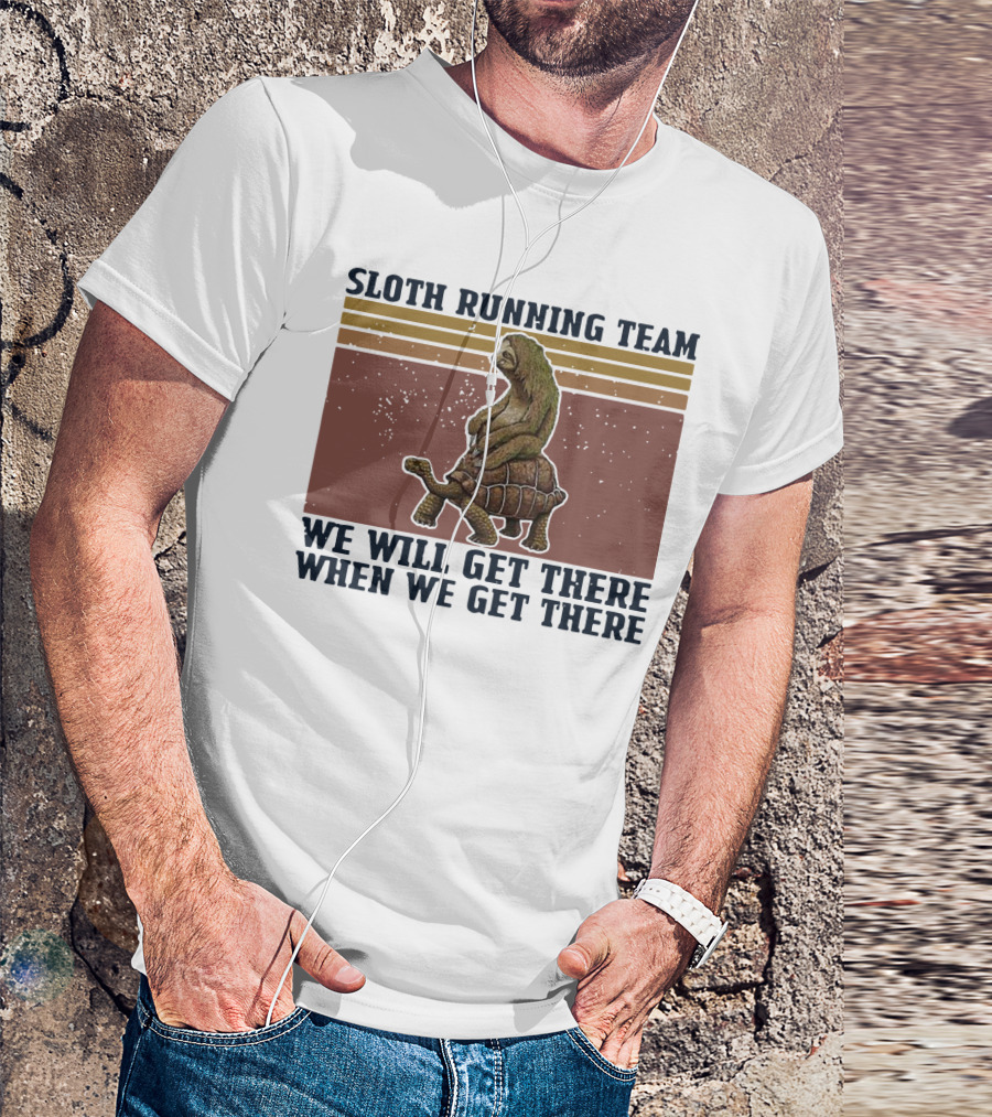 Sloth Running Team We Will Get There When We Get There Vintage Turtle T-Shirt