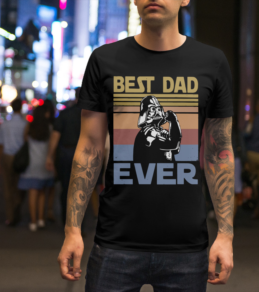 Vintage Best Dad Ever Darth Vader Retro Stripes T-Shirt