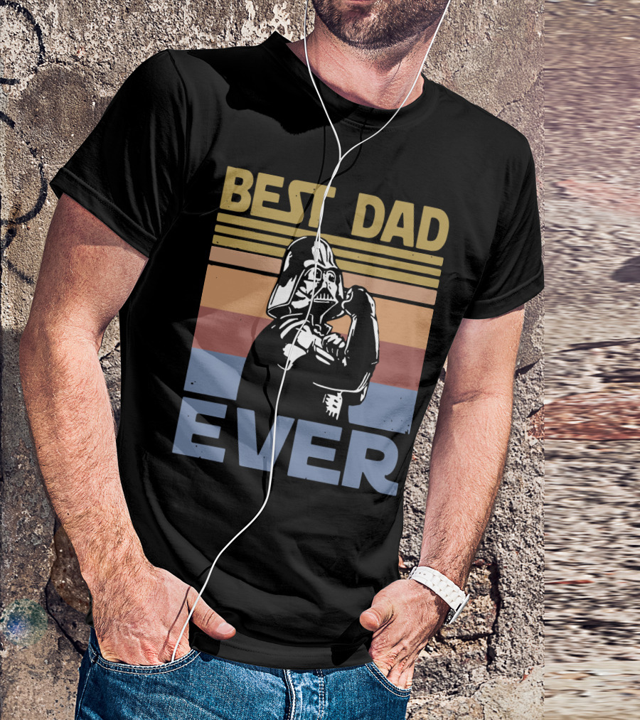 Vintage Best Dad Ever Darth Vader Retro Stripes T-Shirt