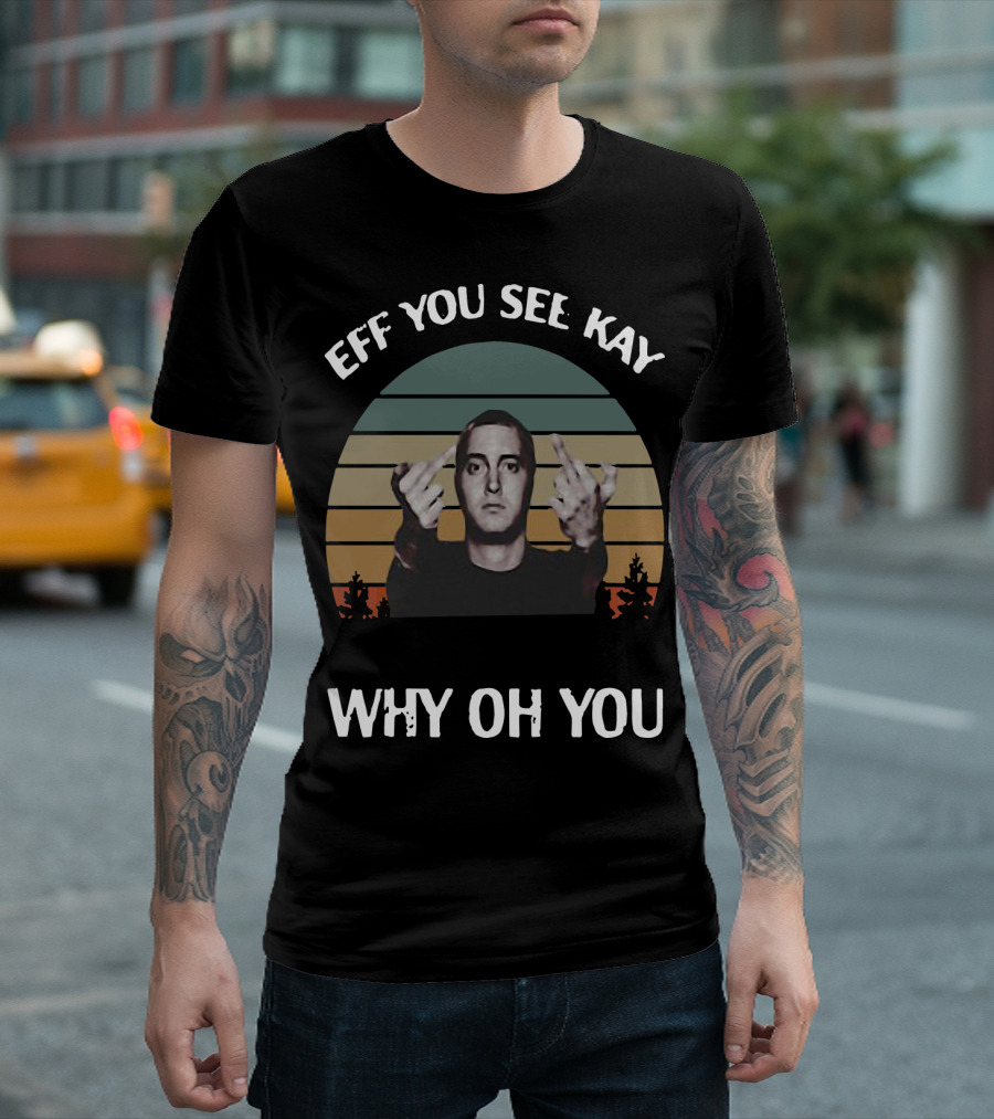 Vintage Michael Wilfling Eff You See Kay Why Oh You Middle Finger Retro Sunset T-Shirt