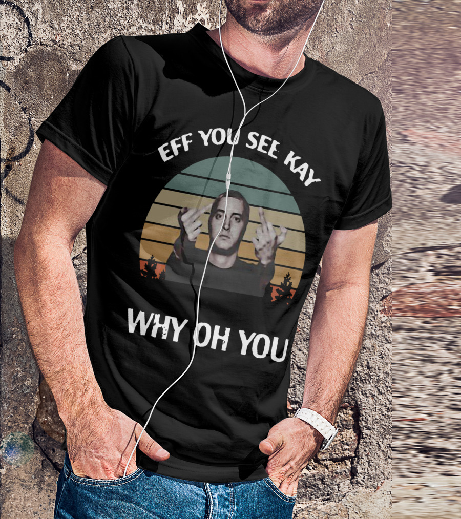 Vintage Michael Wilfling Eff You See Kay Why Oh You Middle Finger Retro Sunset T-Shirt
