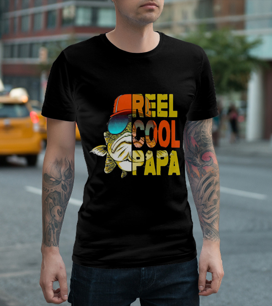 Reel Cool Papa Fish With Sunglasses And Cap T-Shirt
