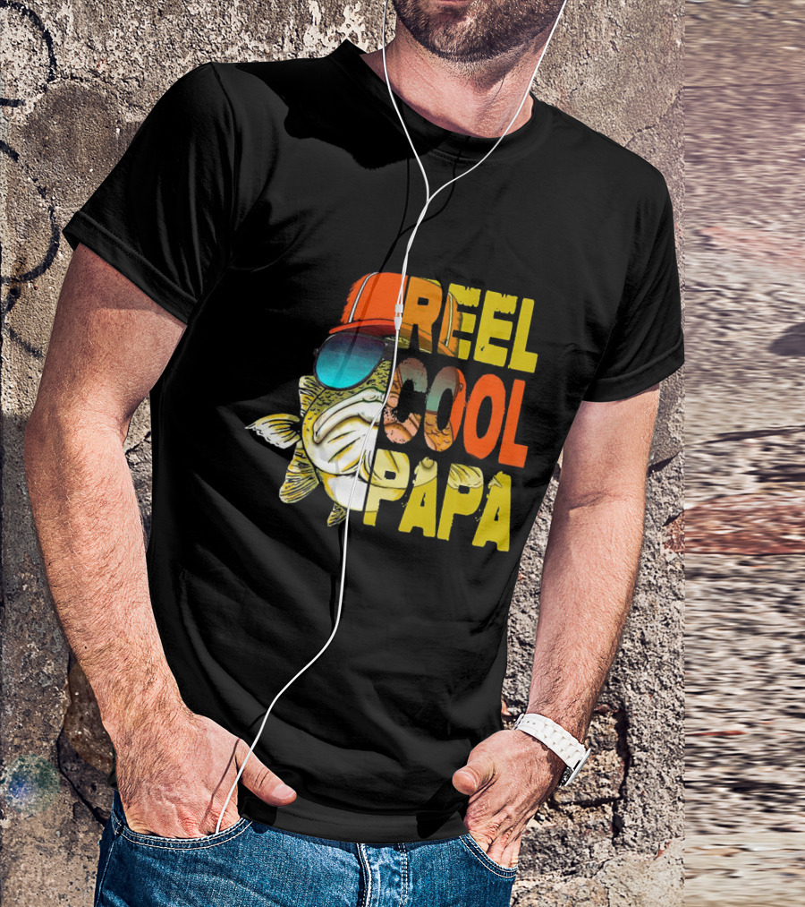 Reel Cool Papa Fish With Sunglasses And Cap T-Shirt