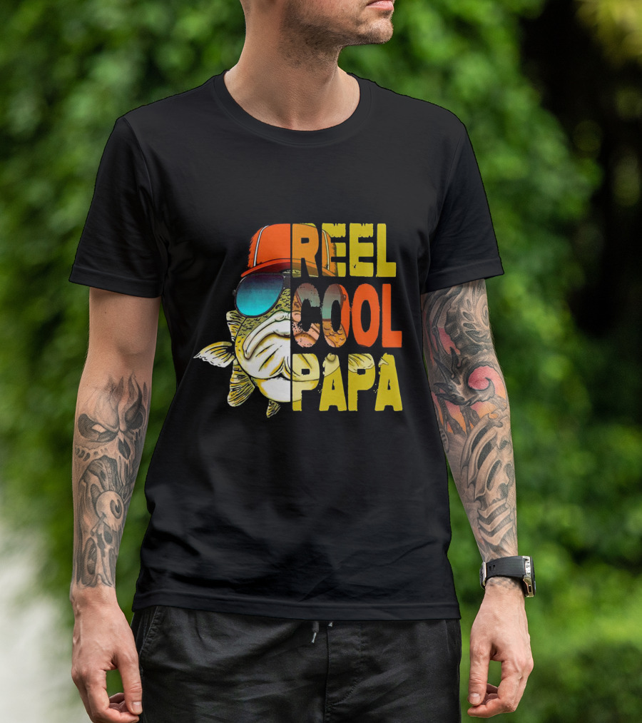 Reel Cool Papa Fish With Sunglasses And Cap T-Shirt