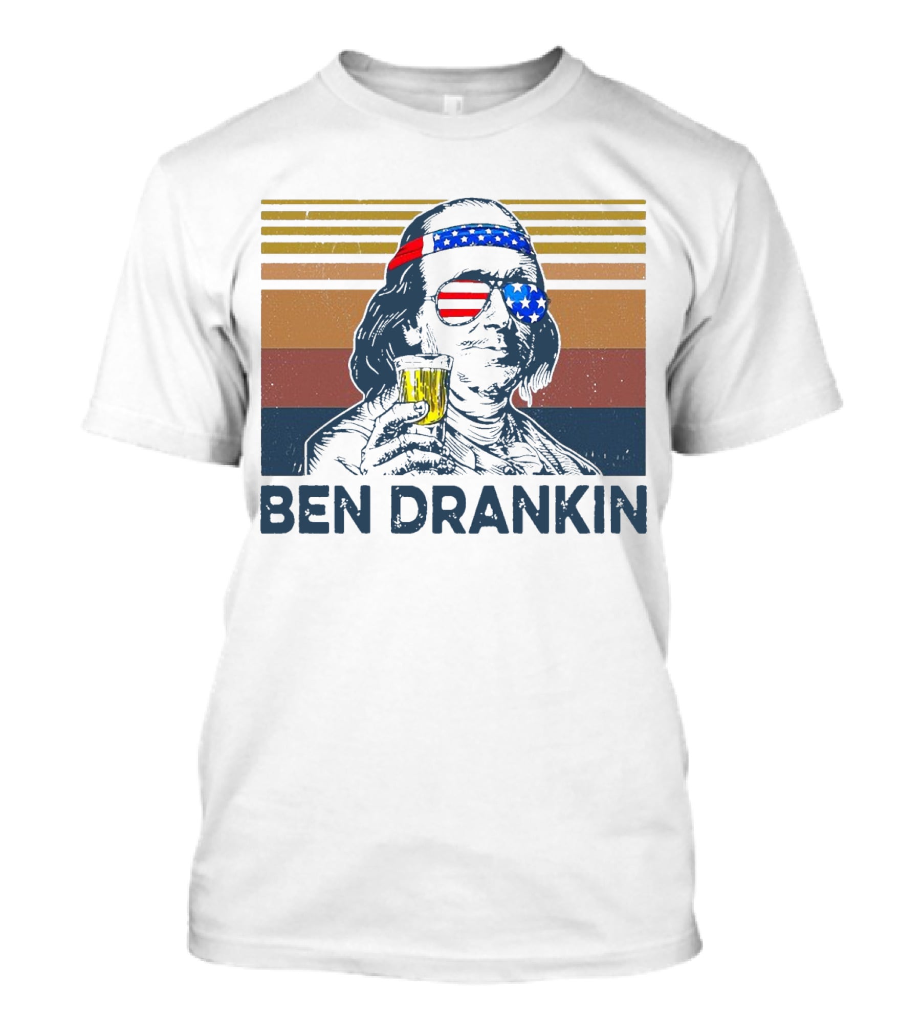 Ben Drankin Vintage Patriotic Sunglasses And Beer T-Shirt