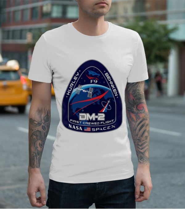 Nasa Spacex DM-2 Hurley Behnken First Crewed Flight F9 Badge T-Shirt