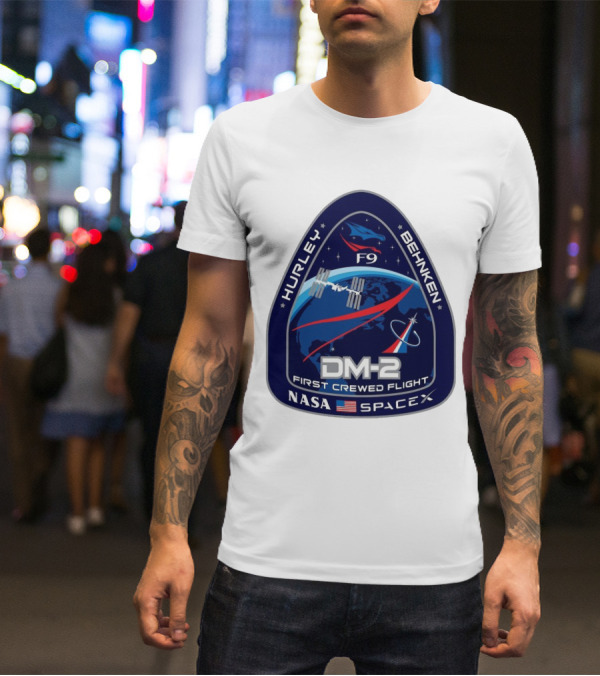 Nasa Spacex DM-2 Hurley Behnken First Crewed Flight F9 Badge T-Shirt