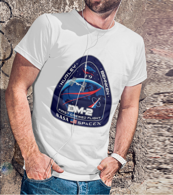 Nasa Spacex DM-2 Hurley Behnken First Crewed Flight F9 Badge T-Shirt