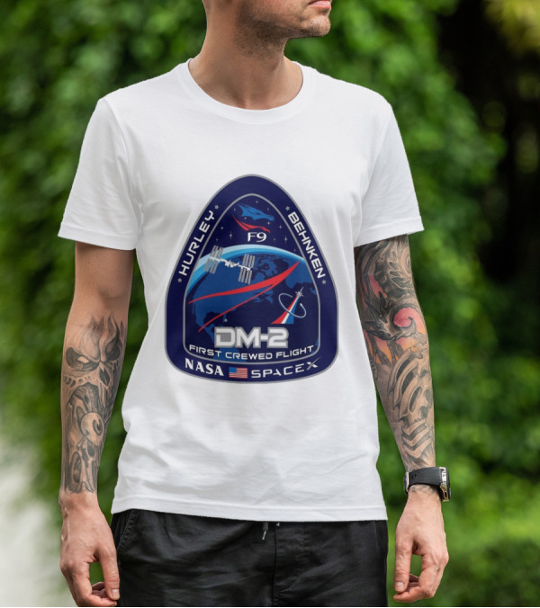 Nasa Spacex DM-2 Hurley Behnken First Crewed Flight F9 Badge T-Shirt