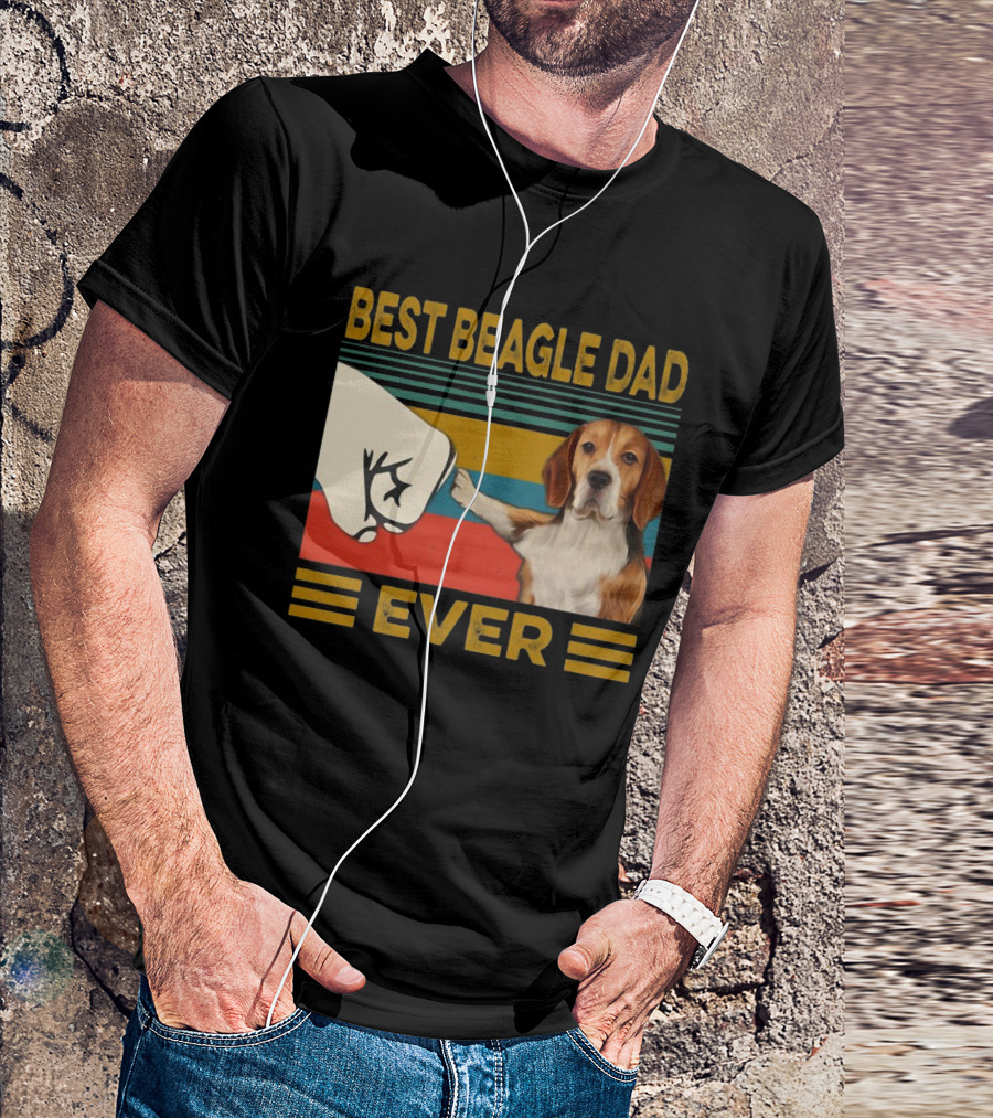 Best Beagle Dad Ever Retro Fist Bump With Beagle T-Shirt