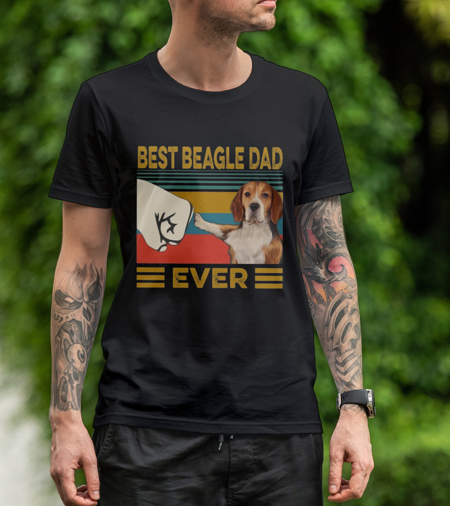 Best Beagle Dad Ever Retro Fist Bump With Beagle T-Shirt