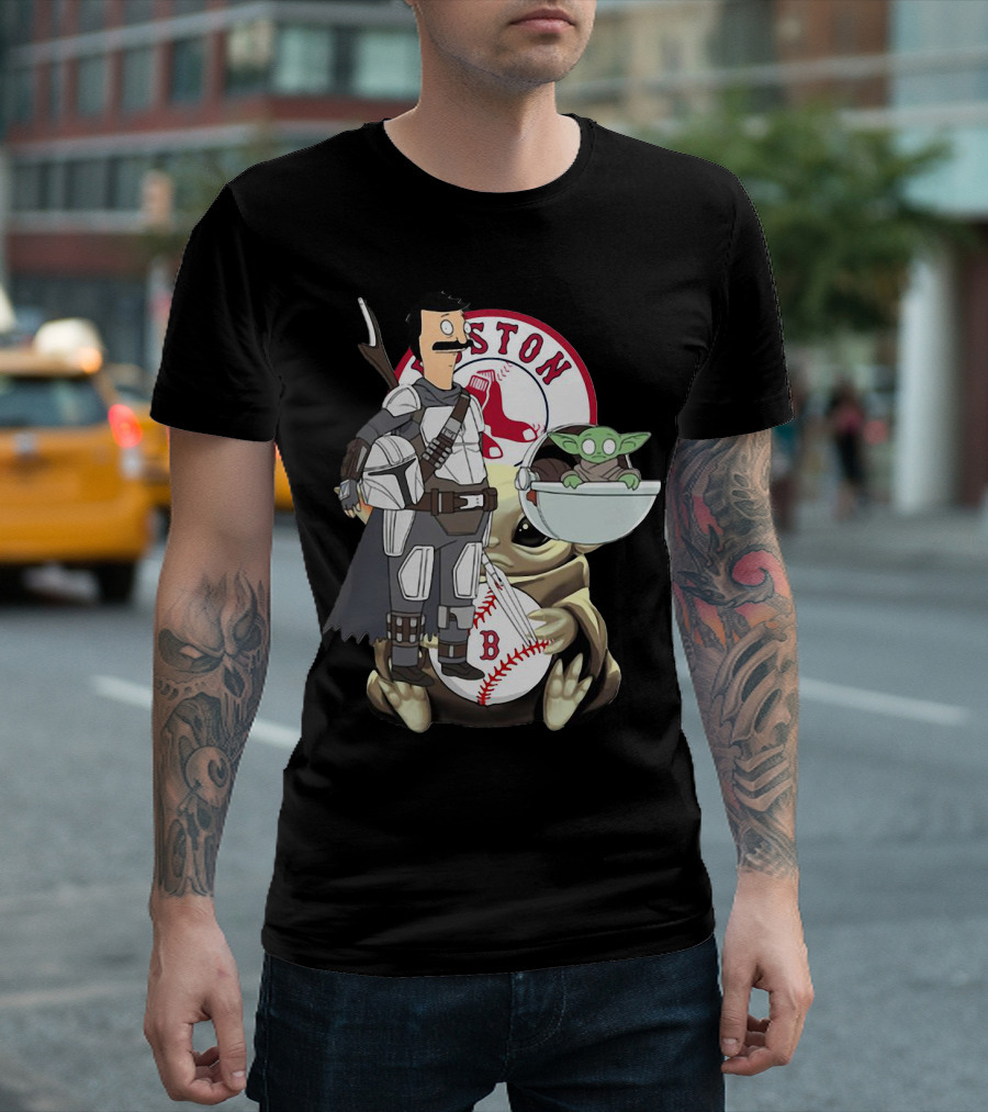 Bob's Burgers Mandalorian and Baby Yoda Boston Red Sox Crossover T-Shirt