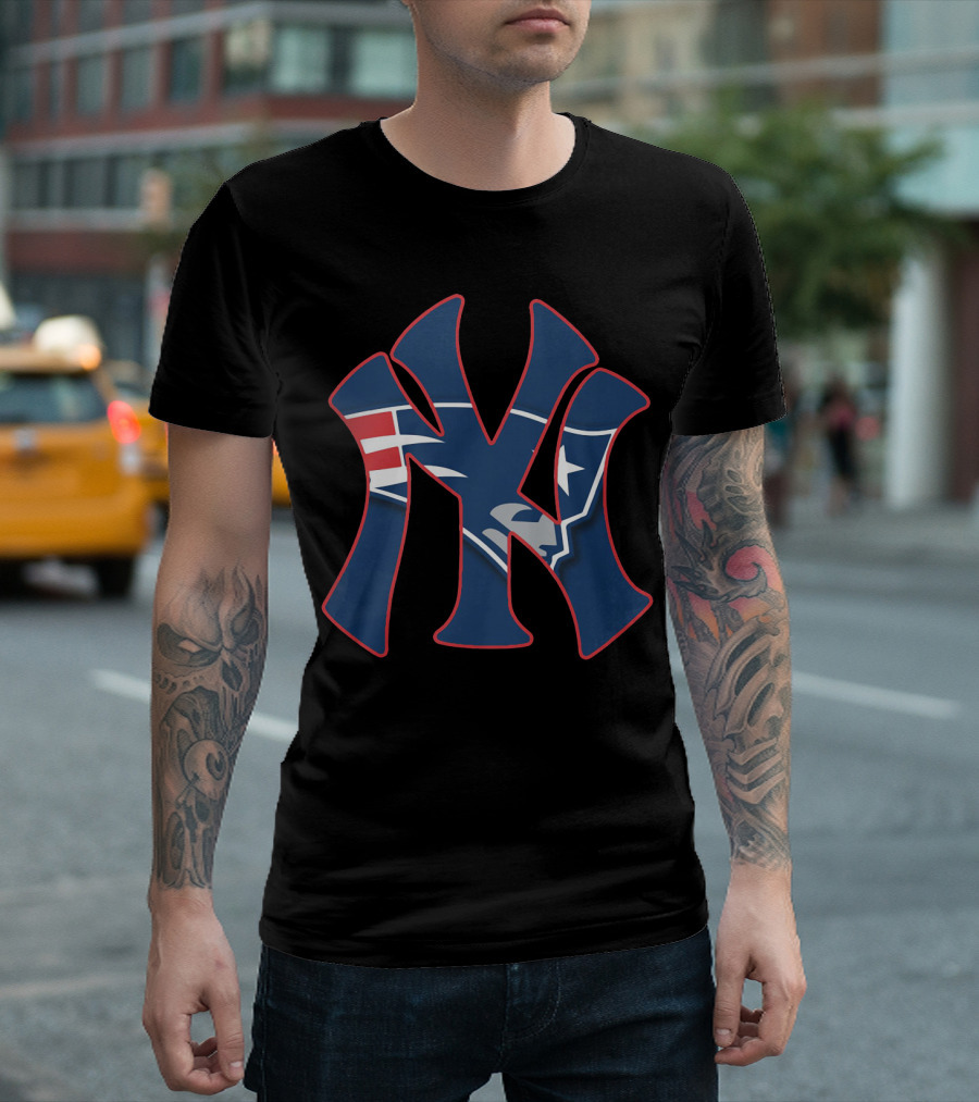 New York Yankees New England Patriots Logo Fusion T-Shirt