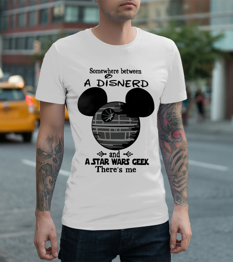 Somewhere Between a Disnerd and a Star Wars Geek There's Me Mickey Mouse Death Star T-Shirt