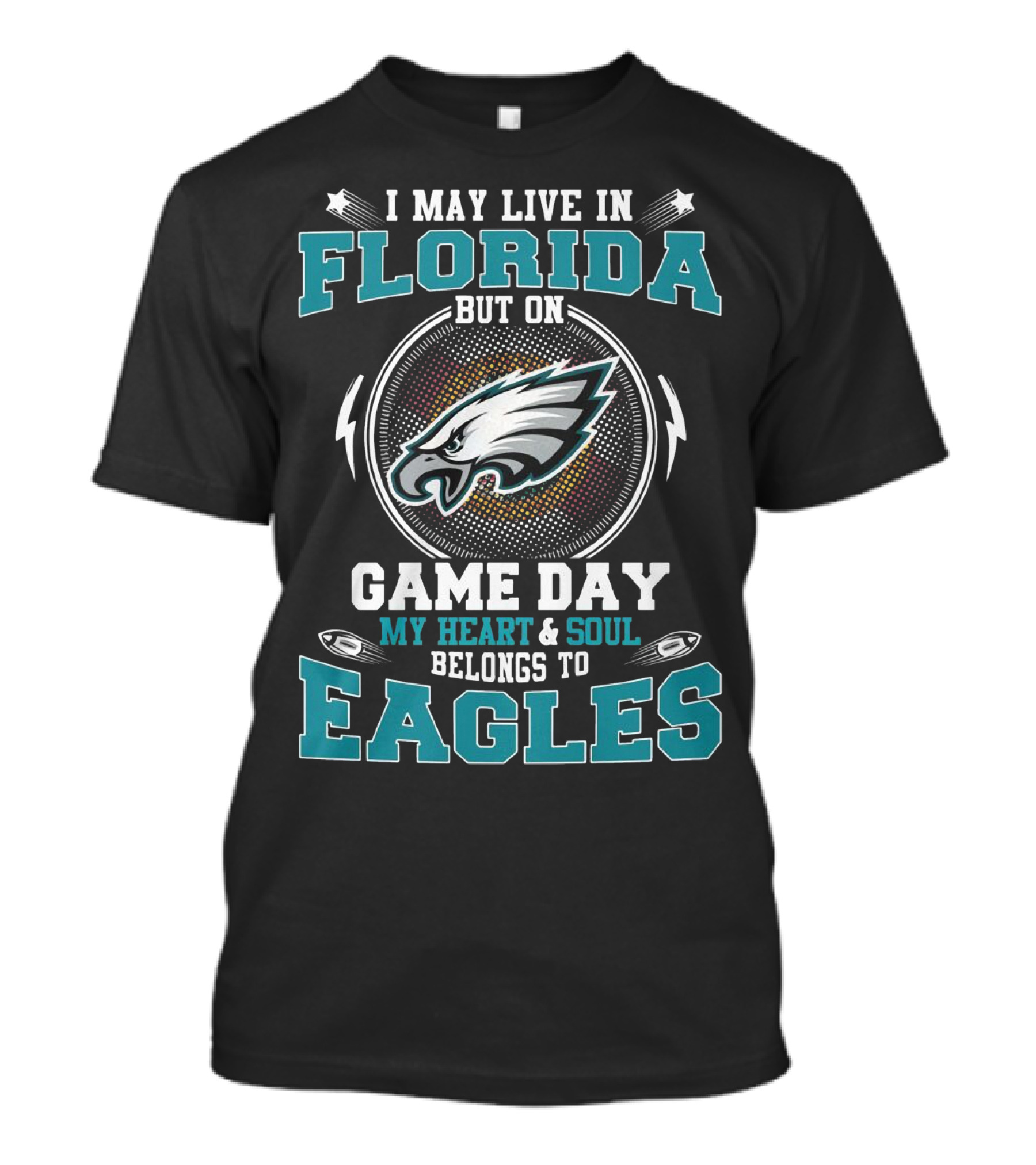 Florida Resident At Heart With Eagles Passion On Game Day T-Shirt