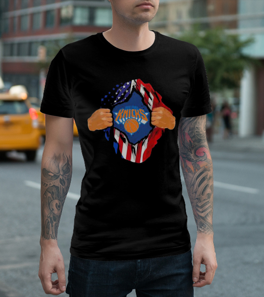 New York Knicks American Flag Inside Me Basketball T-Shirt