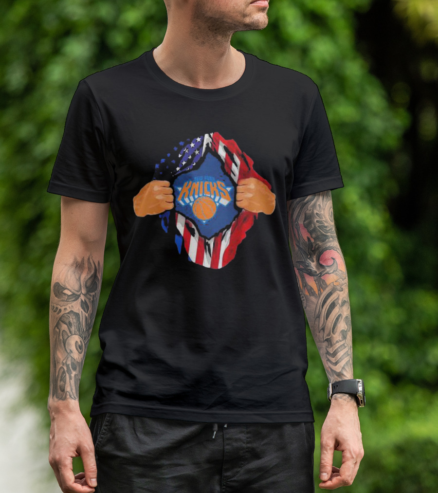 New York Knicks American Flag Inside Me Basketball T-Shirt