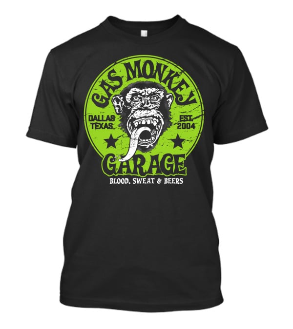 Gas Monkey Garage Dallas Texas EST 2004 Blood Sweat And Beers T-Shirt