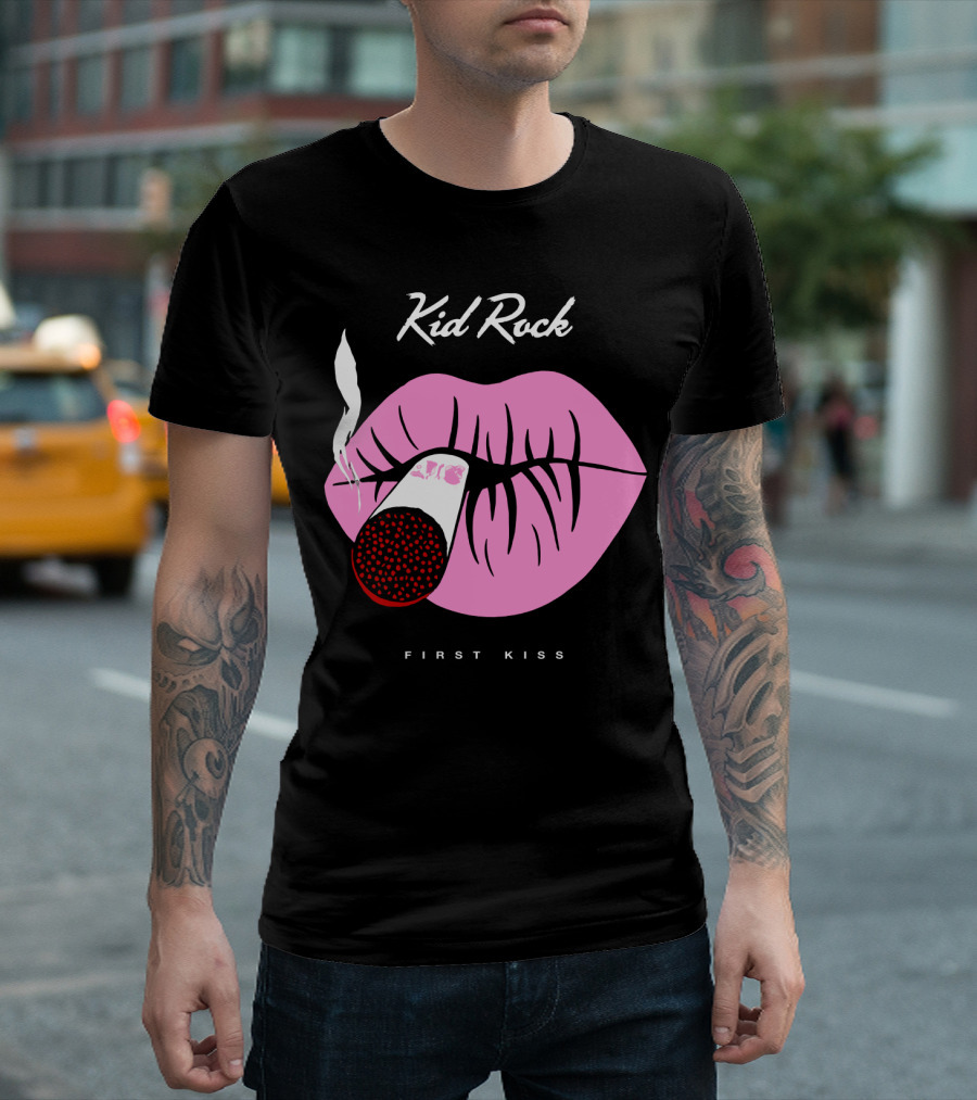 Kid Rock First Kiss Pink Lips with Cigarette Smoke T-Shirt