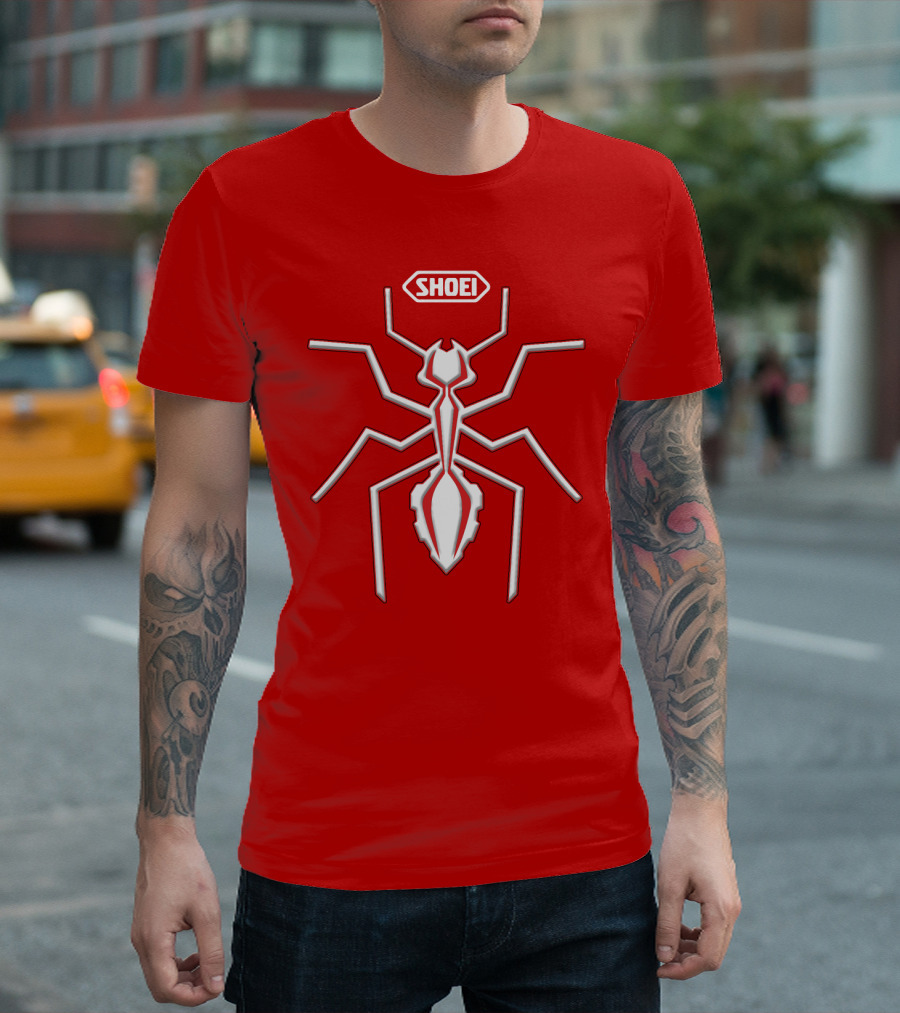 Shoei Logo Red With White Spider Outline T-Shirt