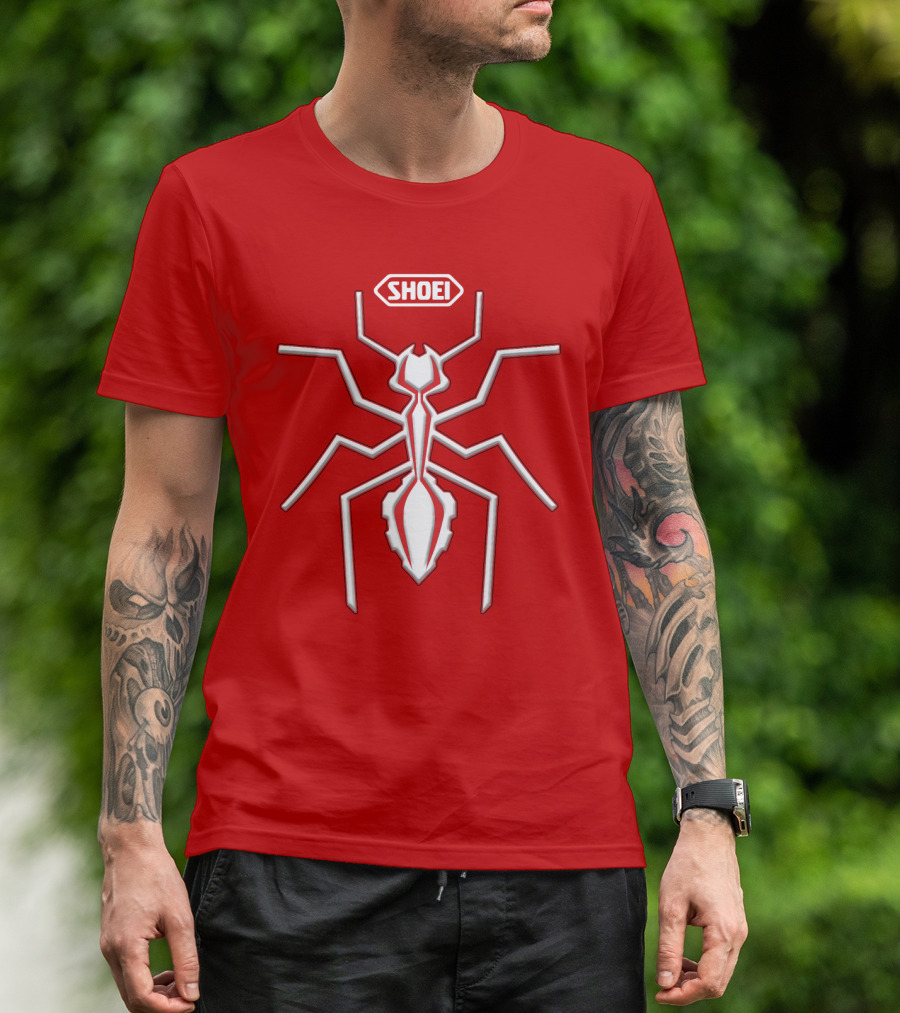 Shoei Logo Red With White Spider Outline T-Shirt
