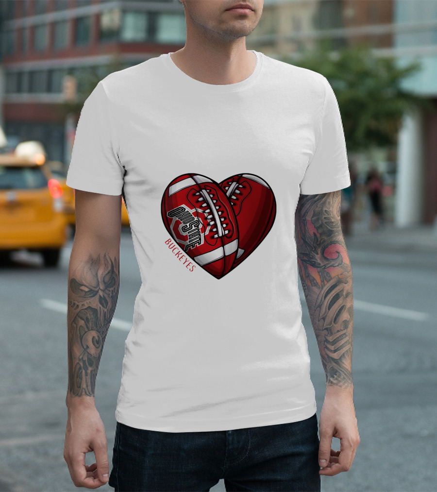 Ohio State Buckeyes Heart Football NCAA DH 90 T-Shirt