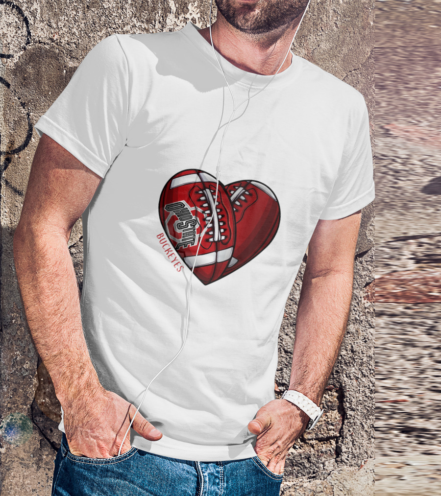 Ohio State Buckeyes Heart Football NCAA DH 90 T-Shirt