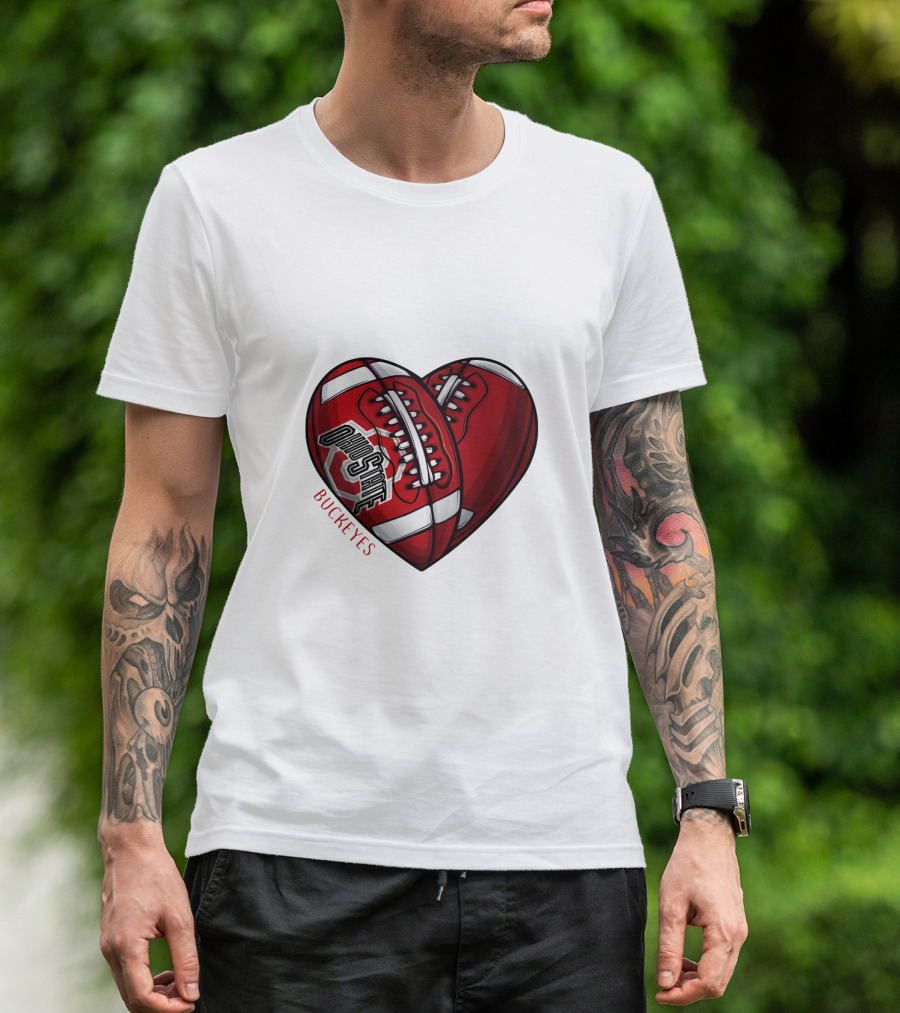 Ohio State Buckeyes Heart Football NCAA DH 90 T-Shirt
