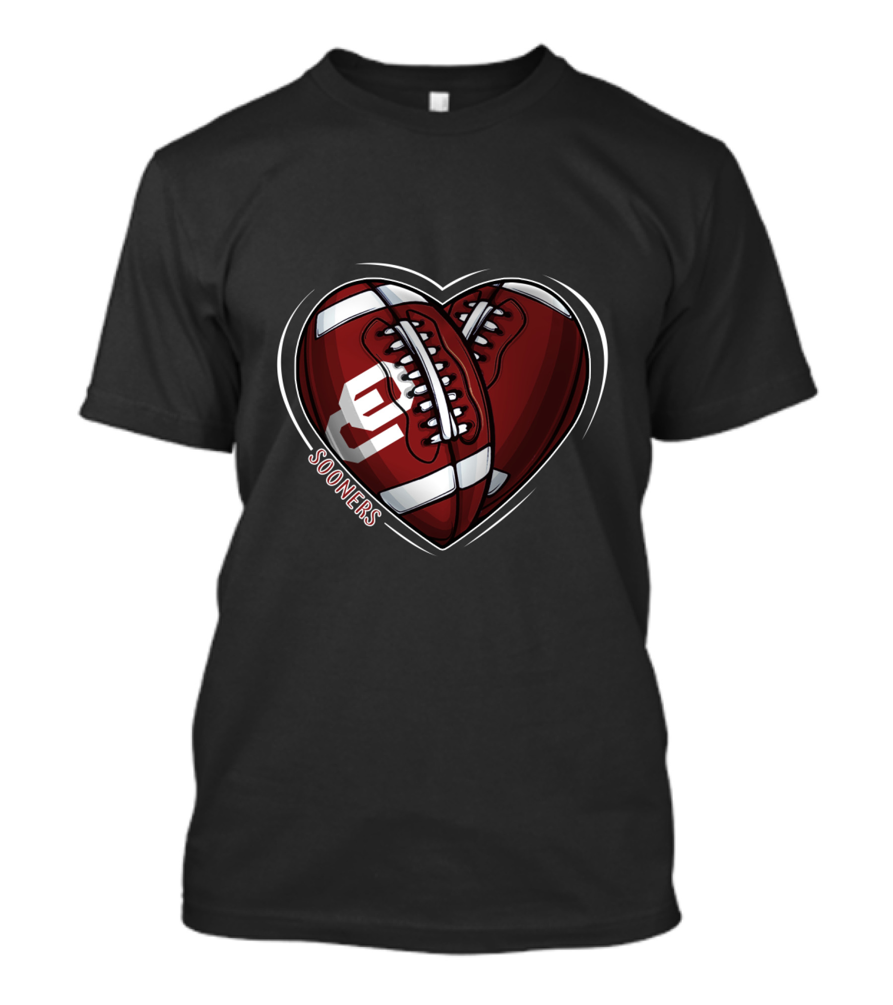 DH 90 NCAA Oklahoma Sooners Heart Football T-Shirt