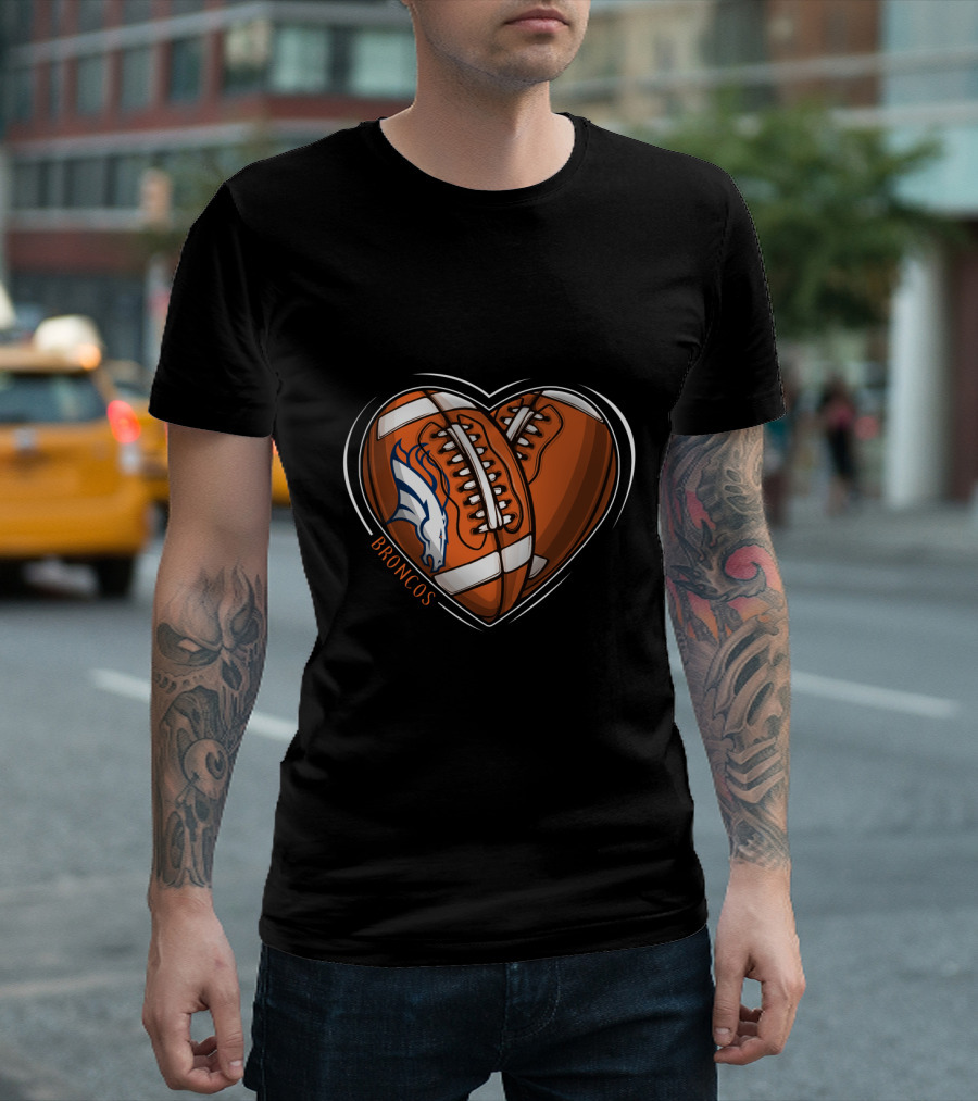 BBroncos Heart Design DH 90 NFL Denver Broncos T-Shirt