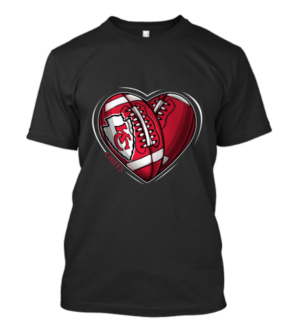 DH 90 NFL Heart-Shaped Kansas City Chiefs Football Chiefs T-Shirt