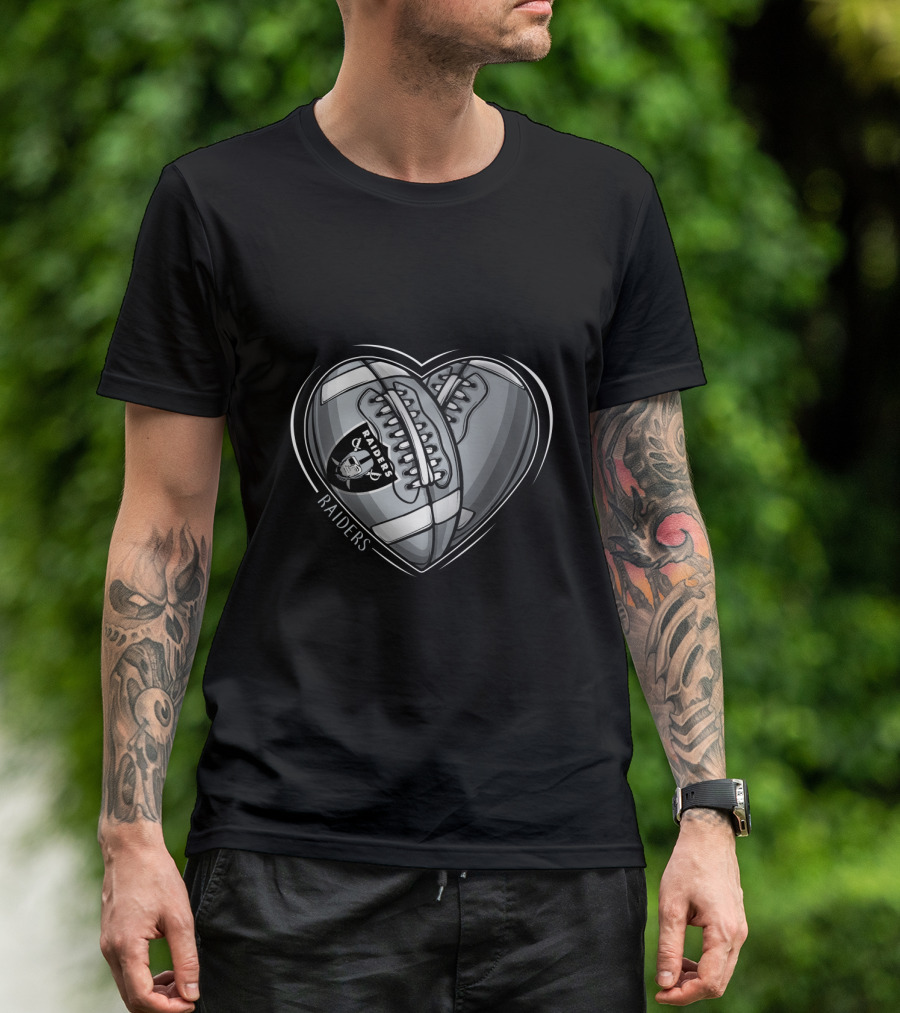 Raiders Heart Football Graphic DH 90 NFL Oakland Raiders T-Shirt