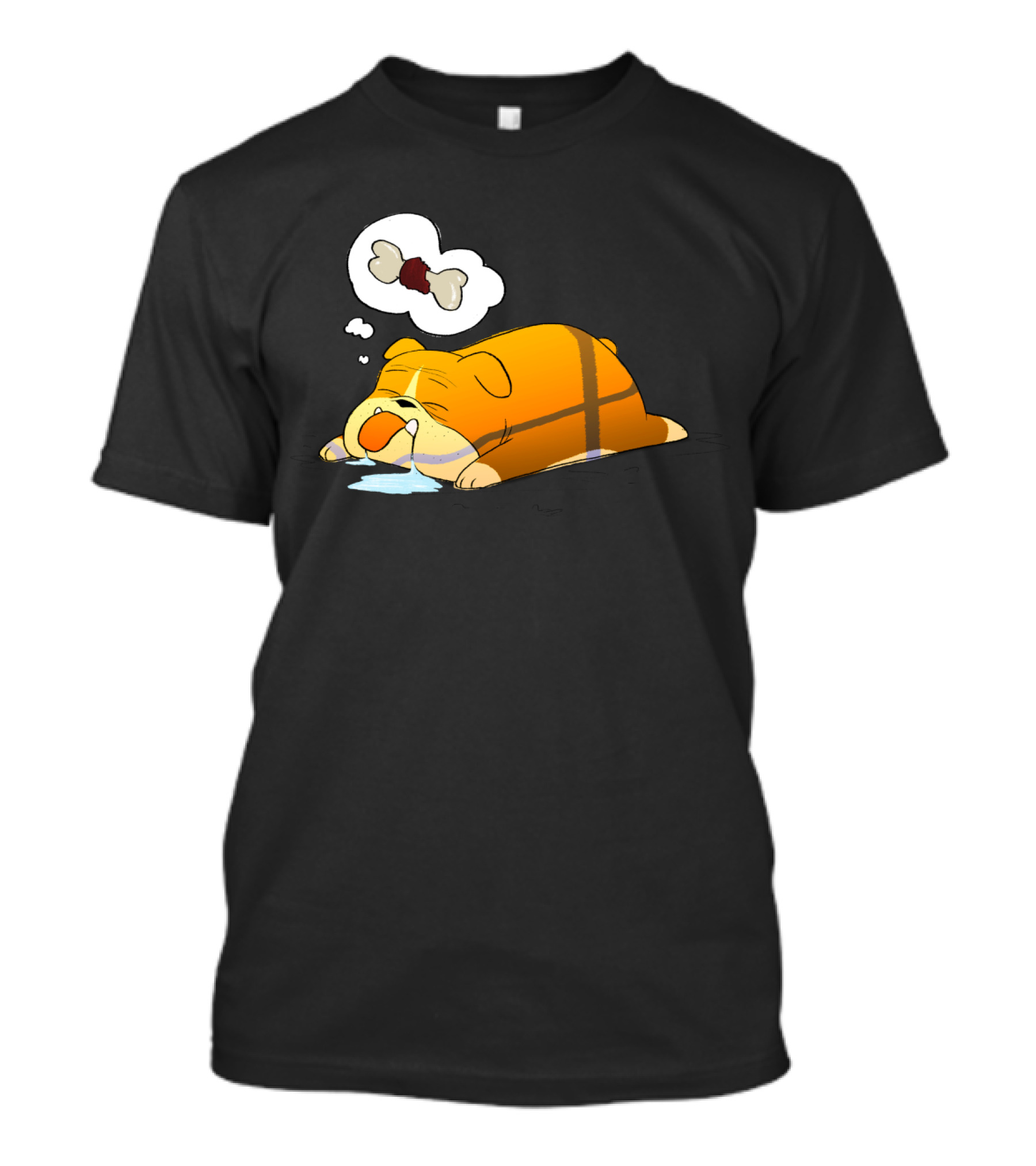 Dreaming Bulldog With Bone Thought Bubble And Sleeping Pose T-Shirt